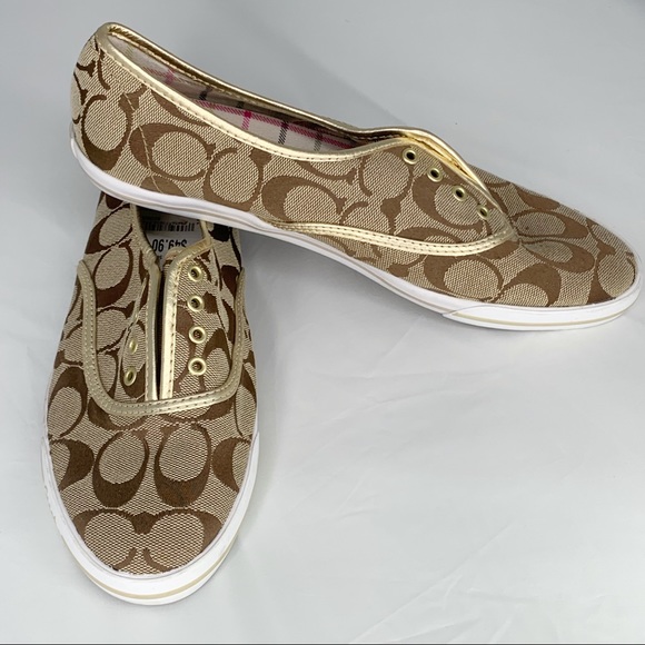 Coach Shoes - NWT Coach Audrina Khaki/Gold sIze 8 Sneakers shoes